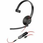 Poly Blackwire C5210 USB-C Headset + Inline Cable (Bulk Qty.50) - Mono - USB Type C  Mini-phone (3.5mm) - Wired - 32 Ohm - 20 Hz - 20 kHz - On-ear - Monaural - Ear-cup - 7.10 ft Cable -