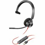Poly Blackwire 3310 Microsoft Teams Certified USB-A Headset TAA - Mono - USB Type A  Mini-phone (3.5mm) - Wired - 32 Ohm - 20 Hz - 20 kHz - On-ear - Monaural - Ear-cup - 7.10 ft Cable -
