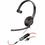 Poly Blackwire 5210 Headset - Microsoft Teams Certification - Mono - Mini-phone (3.5mm) - Wired - 32 Ohm - 20 Hz - 20 kHz - Over-the-head  On-ear - Monaural - Supra-aural - 7.12 ft Cabl
