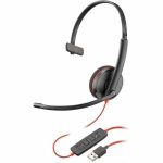 Poly Blackwire 3210 Headset - Mono - USB Type A - Wired - 32 Ohm - Over-the-head  On-ear - Monaural - Supra-aural - 5.28 ft Cable - Noise Cancelling  Omni-directional Microphone - Noise