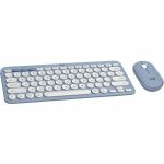 Logitech Pebble 2 Combo for Mac Wireless Keyboard and Mouse - USB Type A Wireless Bluetooth Keyboard - Tonal Blue - USB Type A Wireless Bluetooth Mouse - Optical - 4000 dpi - 3 Button -