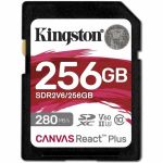 Kingston Canvas React Plus 256 GB Class 10/UHS-II (U3) V60 SDXC - 280 MB/s Read - 150 MB/s Write
