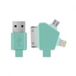3 in 1 (Micro+Lightning+30Pin) USB Chargingand Data Cable 3' (1m) Blue