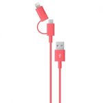 2 in 1 USB Charging and Data Cable1M (3')  Red USB to (Micro+Lightning)