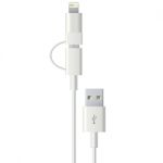 2 in 1 USB Charging and Data Cable 1M (3') White USB to (Micro+Lightning)
