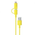 2 in 1 USB Charging and Data Cable1M (3') Yellow USB to (Micro+Lightning)