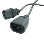 UL Power Cord Cable C13 to C14 0.5M (20in) Black18 AWG