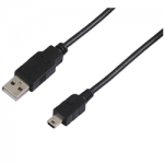 USB2.0 Cable A/M to Mini 5-Pin 3' Gold-platedBlack