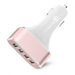 iFans 4 USB Car Charger 3*2.4A + QC 3.0 ChargeRose w/ White