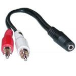 3.5mm Stereo Female to 2 RCA Male Adapter 8in