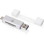 IOGEAR USB-C Duo Mobile Device Card Reader/Writer - 2-in-1 - SD  SDHC  SDXC  microSD  microSDHC  microSDXC  MultiMediaCard (MMC)  Reduced Size MultiMediaCard (MMC) - USB Type C  USB Typ