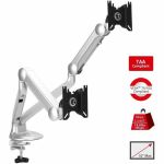 SIIG MTPRO Desk Mount Dual Gas Spring Monitor Arm - up to 32in Display - Max. Load 19.8 lbs - VESA 75 & 100mm - Desk Mount Dual Gas Spring Monitor Arm - Up to 32in monitor - Max Load up
