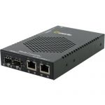 Perle S-1110DHP-DSFP-XT Transceiver/Media Converter - 2 x Network (RJ-45) - Gigabit Ethernet - 1000Base-X  10/100/1000Base-T - 328.08 ft - 2 x Expansion Slots - SFP (mini-GBIC) - 2 x SF