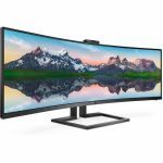 Philips P-line 499P9H 49in Class Webcam Dual Quad HD (DQHD) Curved Screen LED Monitor - 32:9 - Textured Black - 48.8in Viewable - Vertical Alignment (VA) - WLED Backlight - 5120 x 1440