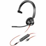 Poly Blackwire 3315 Headset - Mono - Mini-phone (3.5mm)  USB Type C - Wired - 32 Ohm - 20 Hz - 20 kHz - On-ear - Monaural - Supra-aural - 7.10 ft Cable - Omni-directional Microphone - N
