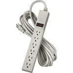 6 Outlet Power Strip with 15' Cord - 3-prong - 6 x AC Power - 15 ft Cord - 110 V AC Voltage - Strip  Wall Mountable - Platinum