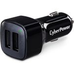 CyberPower TR22U3A USB Charger with 2 Type A Ports - 2 USB Port(s) - 3.1 Amps (Shared)  12VDC Auto Power Port  10.5 VDC - 15.5 VDC  Black  1YR Warranty