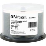 Verbatim DVD-R 4.7GB 16X DataLifePlus White Thermal Printable  Hub Printable - 50pk Spindle - 4.7GB - 50 Pack