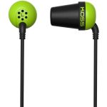 Koss Plug Earphone - Stereo - Green  Black - Mini-phone (3.5mm) - Wired - 16 Ohm - 10 Hz 20 kHz - Earbud - Binaural - In-ear - 3.94 ft Cable