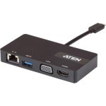 ATEN USB-C Multiport Mini Dock - for Desktop PC - 7.87 W - USB Type C - 1 x USB Ports - Network (RJ-45) - HDMI - VGA - Thunderbolt - Wired