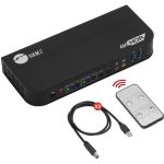 SIIG 2x1 HDMI 4K HDR KVM USB 3.0 Switch with Remote Control - Allows you to control 2 HDMI 4K computers using one keyboard and mouse - HDMI 4K@60  USB 3.0 ports  3.5mm Phone & Mic Jacks
