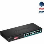 TRENDnet 8-Port Gigabit Long Range Poe+ Switch; TPE-LG80;65W Poe Budget; Ethernet/Network Switch; Long-Range Poe+ Extends Range Up to 200M (656 ft.); 16 Gbps Switching Capacity; Lifetim