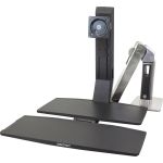 Ergotron WorkFit Mounting Arm for Flat Panel Display - Polished Black - Height Adjustable - 24in Screen Support - 20 lb Load Capacity - 75 x 75  100 x 100 - VESA Mount Compatible