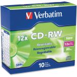 Verbatim CD-RW 700MB 4X-12X High Speed with Branded Surface - 10pk Slim Case - 120mm - 1.33 Hour Maximum Recording Time