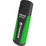 Transcend 64GB JetFlash 810 USB 3.0 Flash Drive - 64 GB - USB 3.0 - Black  Green - Lifetime Warranty