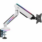 SIIG CE-MT3J11-S2 Premium Single-Monitor Arm Desk Mount with Gaming RGB Lighting - 17in to 34in - White