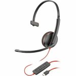 Poly Blackwire 3210 Monaural USB-C Headset +USB-C/A Adapter (Bulk) - Mono - USB Type C  Mini-phone (3.5mm) - Wired - 32 Ohm - On-ear - Monaural - Ear-cup - 5.20 ft Cable - Omni-directio