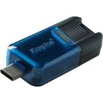 Kingston DataTraveler 80 M 128GB USB 3.2 (Gen 1) Type C Flash Drive - 128 GB - USB 3.2 (Gen 1) Type C - 200 MB/s Read Speed - 200 MB/s Write Speed - 5 Year Warranty