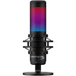 HyperX QuadCast S Wired Condenser Microphone - Black  Gray - 9.80 ft - Stereo - 20 Hz to 20 kHz - Omni-directional  Cardioid  Bi-directional - Shock Mount - USB 2.0 Type C  Mini-phone