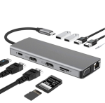 12 IN 1 USB-C Multiport Adapter 2x HMDI 1x VGA4x USB3.0  Ethernet Port SD and Micro SD Card reader