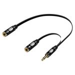 3.5MM Stereo To R/L + Microphone Cable AdapterBlack