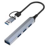 4-in-1 USB A Plus USB C 3.0 Hub 4.7in Grey