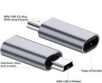 USB-C Female to USB Mini 5-Pin Male Adapter 5V 2ASilver