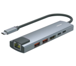USB-C 6 IN 1 Hub HDMI(4K@60Hz)*1+USB3.0(10G)*2 +USB-C(10G)*1+RJ45(1000M)*1+PD3.0(100W)*1
