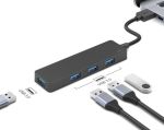 4 in 1 USB Type-A Adapter 6inch Black USB3.0 Hub 4-Port 5Gbps