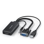 VGA Male to HDMI Female Adapter 1080P Converter  w/ Audio Cable 25cm Black