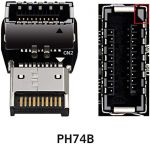 USB 3.1 Front Panel Header Male to Female Type-E 90 degrees Motherboard Extension Data Adapter (B/Down Angled)