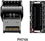 USB 3.1 Front Panel Header Male to Female Type-E 90 degrees Motherboard Extension Data Adapter (A/Up Angled)
