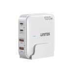Unitek P1229AWH 100W 4-in-1 Desktop GaN Charger (2*USB-C PD + 2*USB-A QC3.0) with Power Cord White