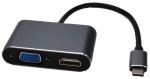 USB-C to VGA  + HDMI  Adapter 8in Silver