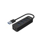 Unitek H1117A USB3.2 Type-A to USB 4 Port HUB with USB-C Power Portsupport 5Gbps Black