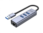 Unitek H1906A 4-in-1 USB3.0 Aluminum Hub (3-Port USB-A + Gigabit Ethernet)Grey