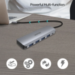 Unitek H1107A 4-in-1 USB-C 5Gbps Hub (4-Port USB-A + Micro-B Power Port) Space Grey