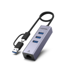 Unitek Y-3088B 4-in-1 USB-C 5Gbps Hub with USB-A Adapter (3*USB3.0 + Gigabit Ethernet) Space Grey