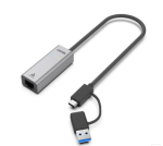 Unitek Y-3465A USB to 1000Mbps Gigabit Ethernet Adapter w/ 2-in-1 Connectors (USB-C plus USB-A) Space Grey