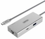 Unitek Y-9117 USB 3.0 USB-C Aluminium Multi-PortHub (1-Port USB-A + 1-Port USB-C + HDMI + Gigabit Ethernet Converter)